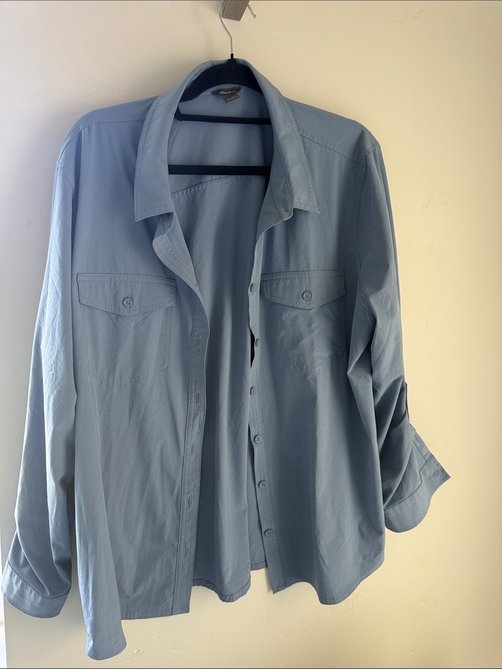 Eddie Bauer Light Blue Periwinkle Women's Collared Outdoor Hiking Sun Shirt XXL